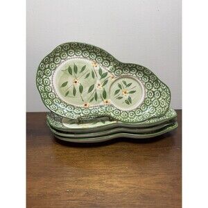Temptations Green Snack Plate For Mug Plates Old World Set Of 4 Plates Only